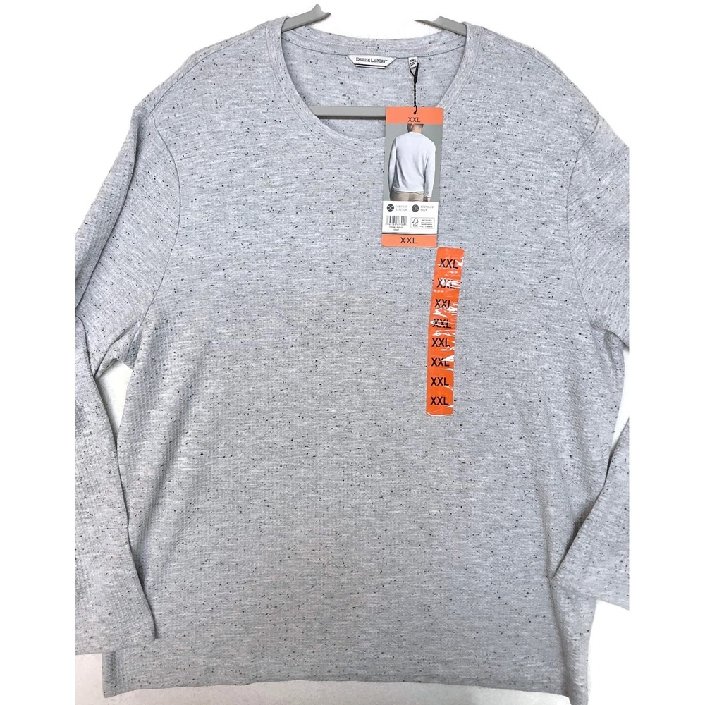 English Laundry Sweater Mens 2XL Gray Stretch Crewneck Long Sleeve‎ Pullover
